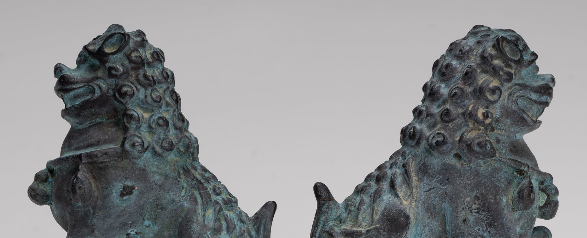 Antique Chinese Style Temple Guardian Lions Shishi Lions Foo Dogs Imperial Lions (Pair) - 10.5cm/4"