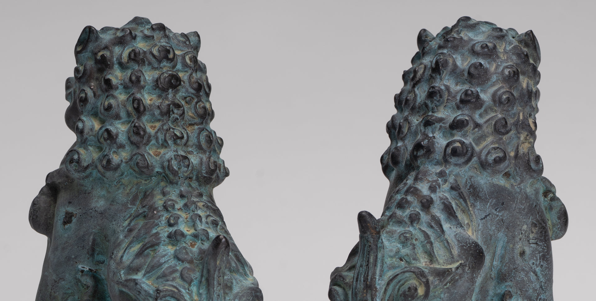 Antique Chinese Style Temple Guardian Lions Shishi Lions Foo Dogs Imperial Lions (Pair) - 10.5cm/4"