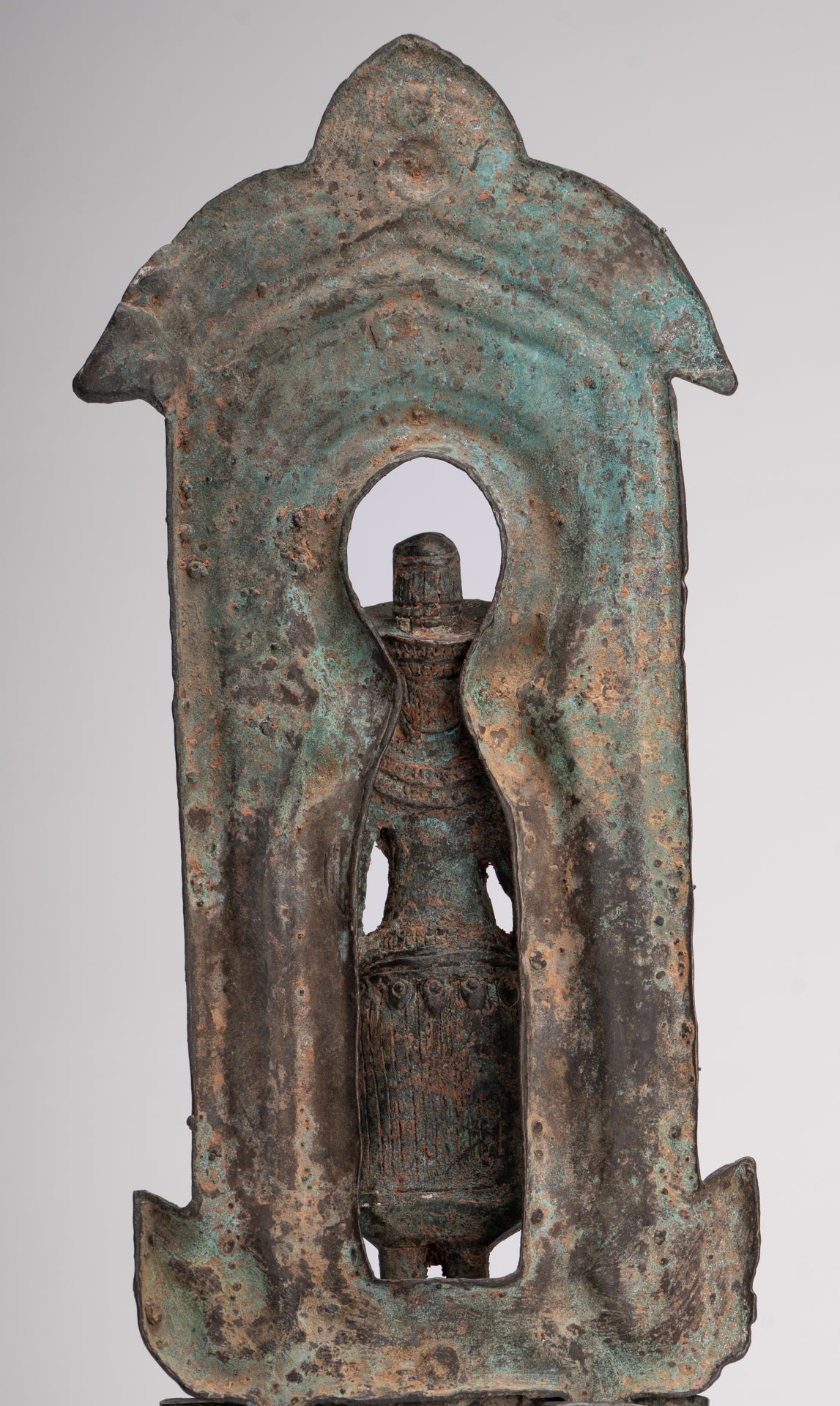 Antique Lopburi Style Thai Bronze Enthroned Vishnu Statue - 40cm/16"