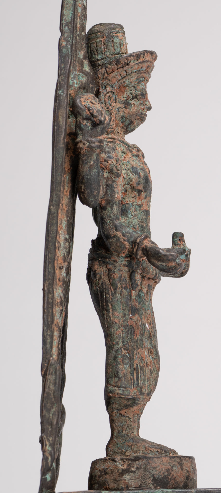 Antique Lopburi Style Thai Bronze Enthroned Vishnu Statue - 40cm/16"