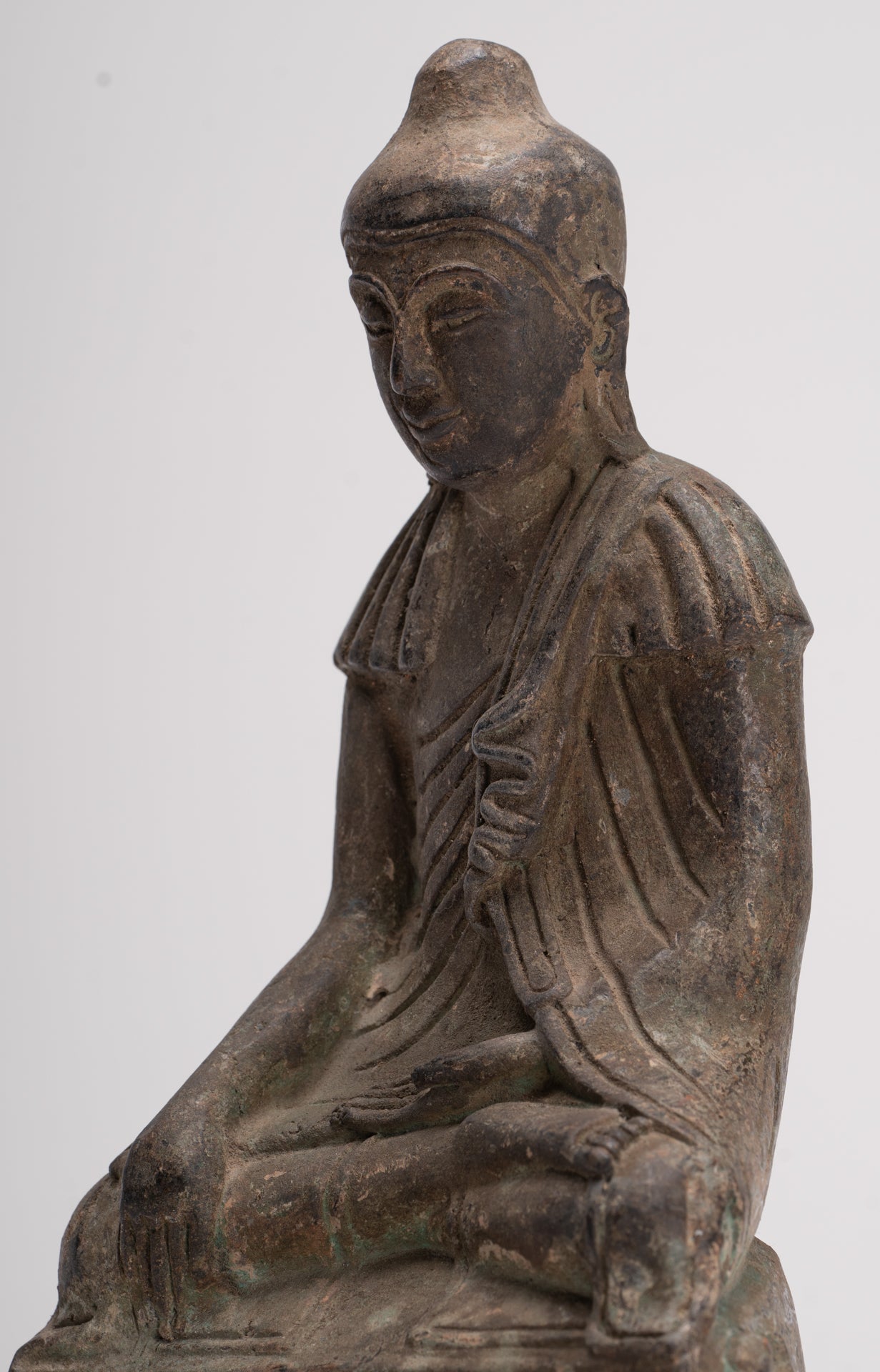 Buddha Statue - Antique Japanese Style Seated Bronze Enlightenment Buddha Statue - 23cm/9"