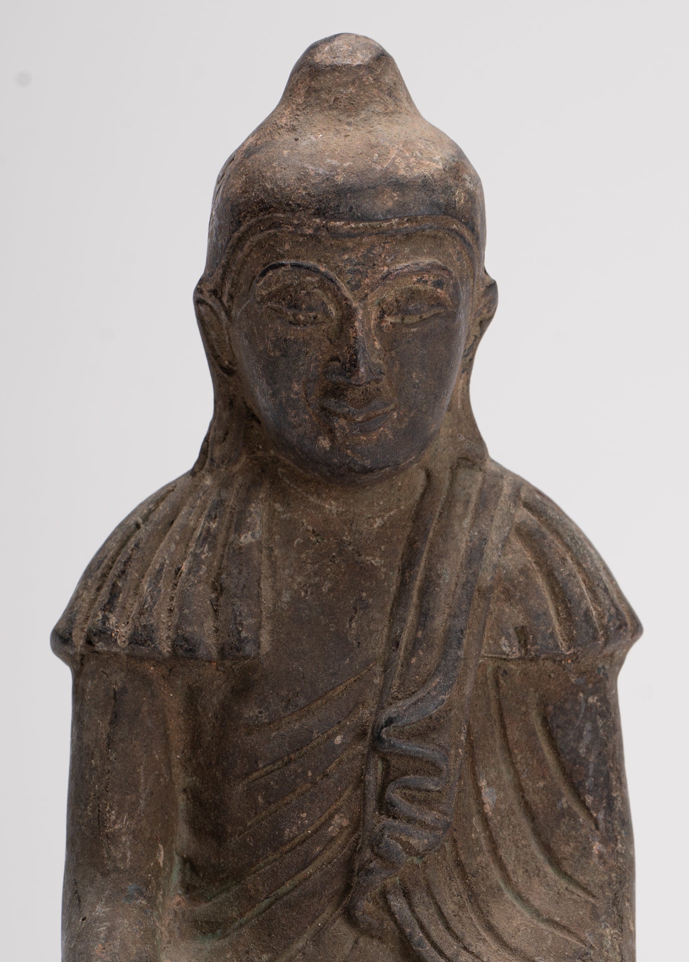 Buddha Statue - Antique Japanese Style Seated Bronze Enlightenment Buddha Statue - 23cm/9"