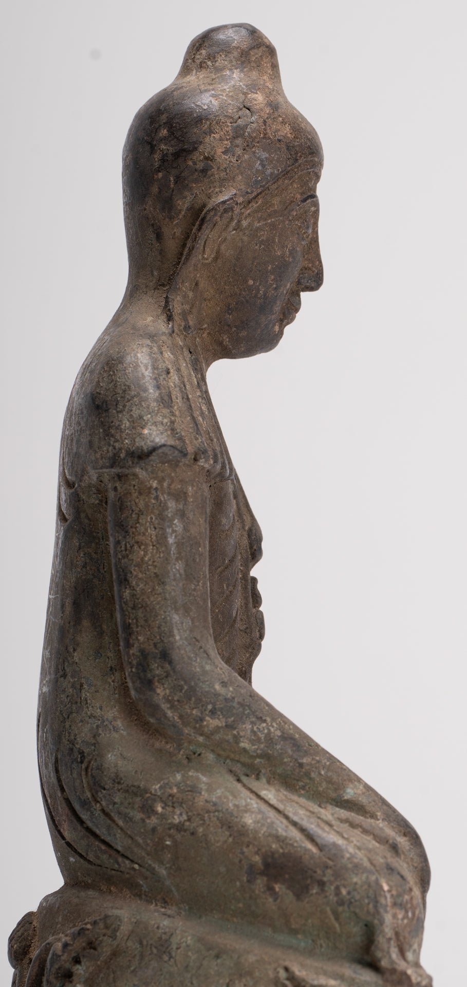 Buddha Statue - Antique Japanese Style Seated Bronze Enlightenment Buddha Statue - 23cm/9"