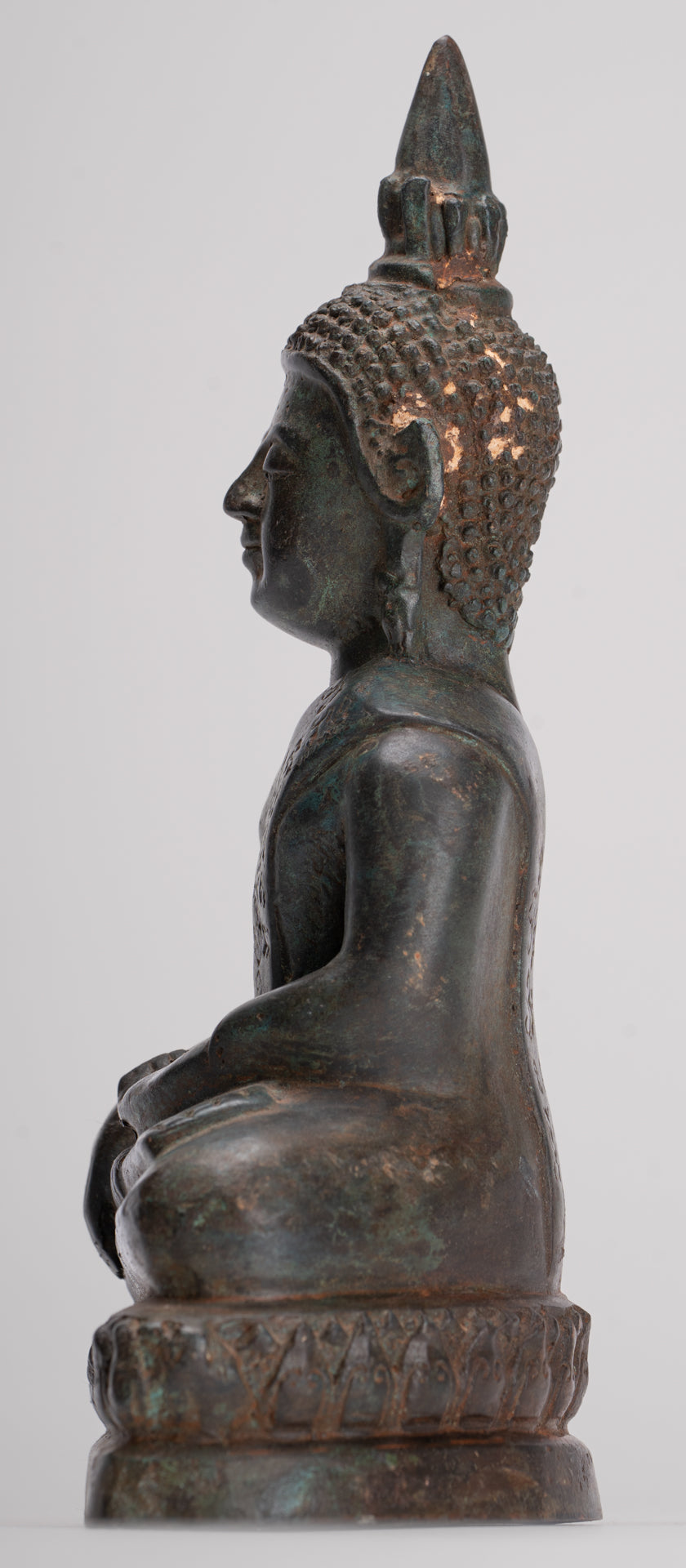 Buddha Statue - Antique Laos Style Bronze Enlightenment Buddha Statue - 21cm/8"