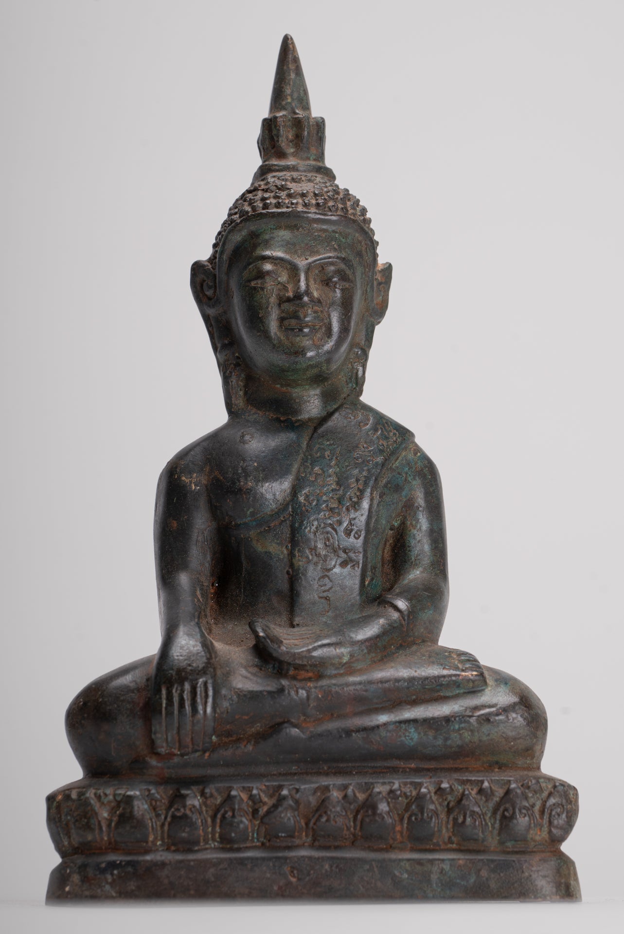 Buddha Statue - Antique Laos Style Bronze Enlightenment Buddha Statue - 21cm/8"