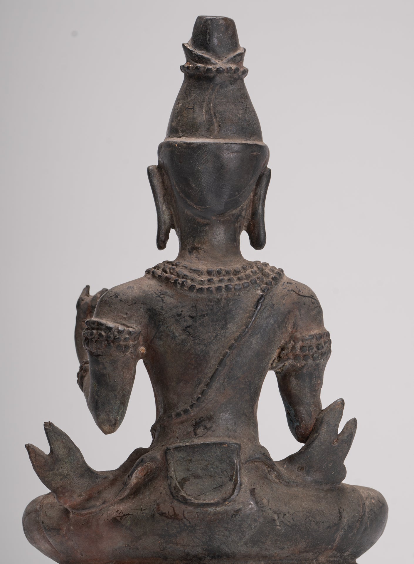 Antique Buddha Statue - Seated Antique Thai Hermit / Wise Man Statue - 29cm/12"