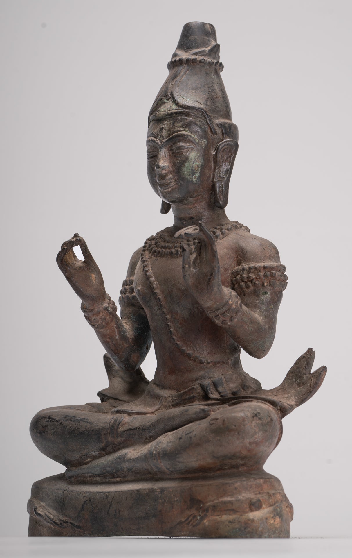 Antique Buddha Statue - Seated Antique Thai Hermit / Wise Man Statue - 29cm/12"