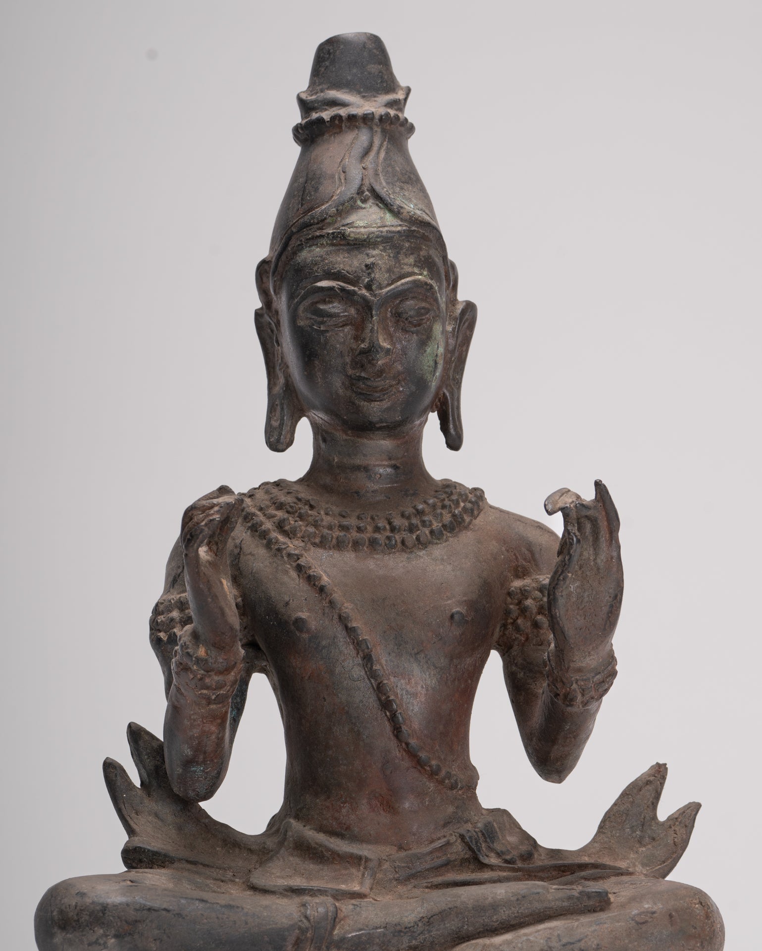 Antique Buddha Statue - Seated Antique Thai Hermit / Wise Man Statue - 29cm/12"