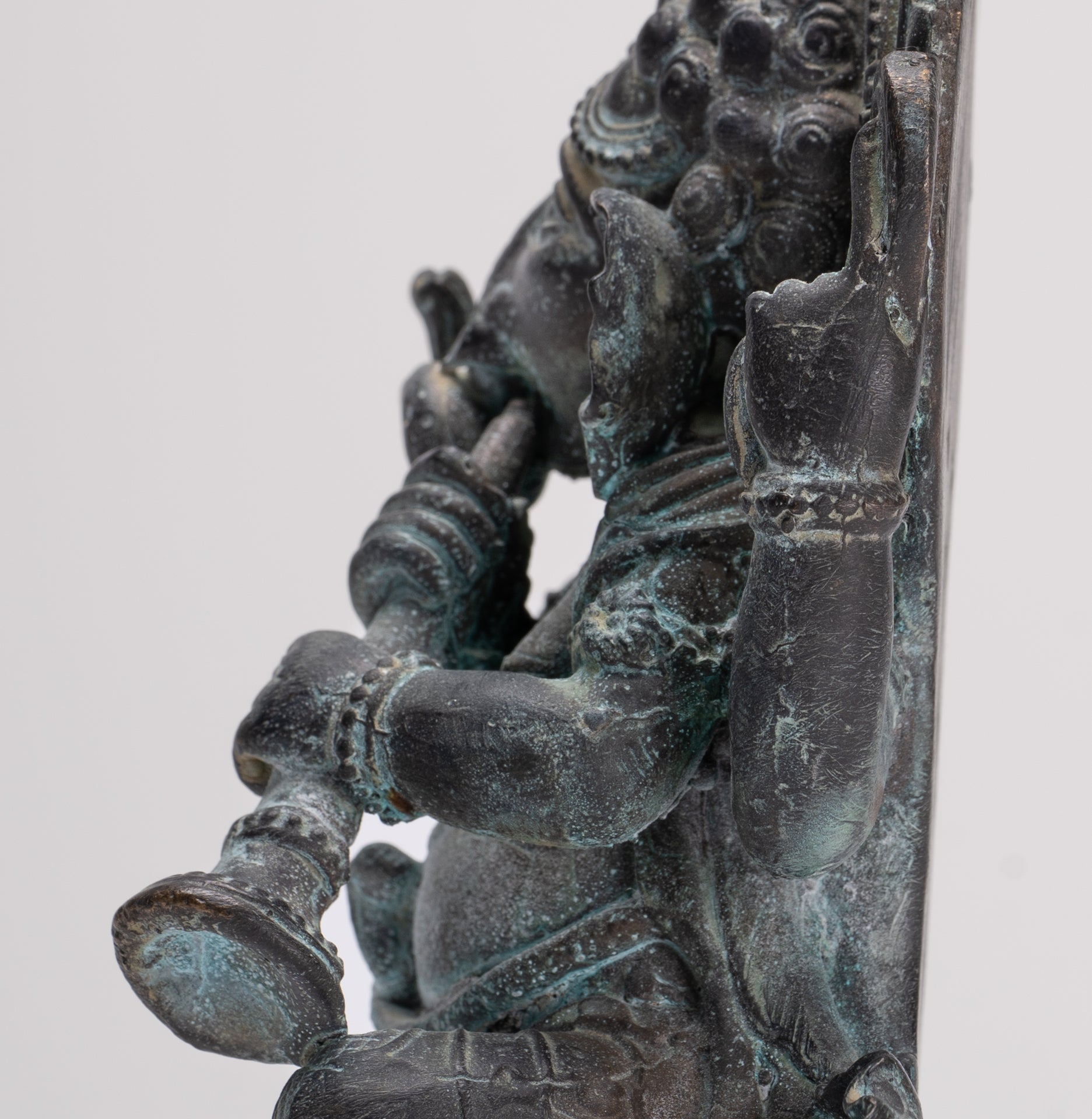 Ganesh - Antique Thai Style Bronze Seated Ganesh Statue  - 15.5cm/6"