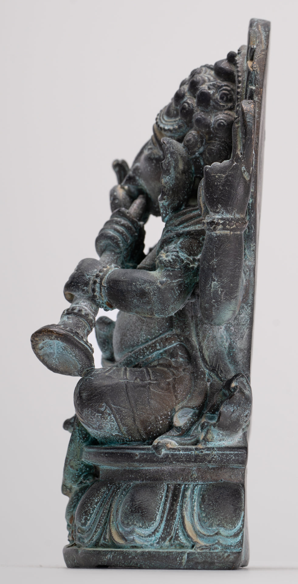 Ganesh - Antique Thai Style Bronze Seated Ganesh Statue  - 15.5cm/6"