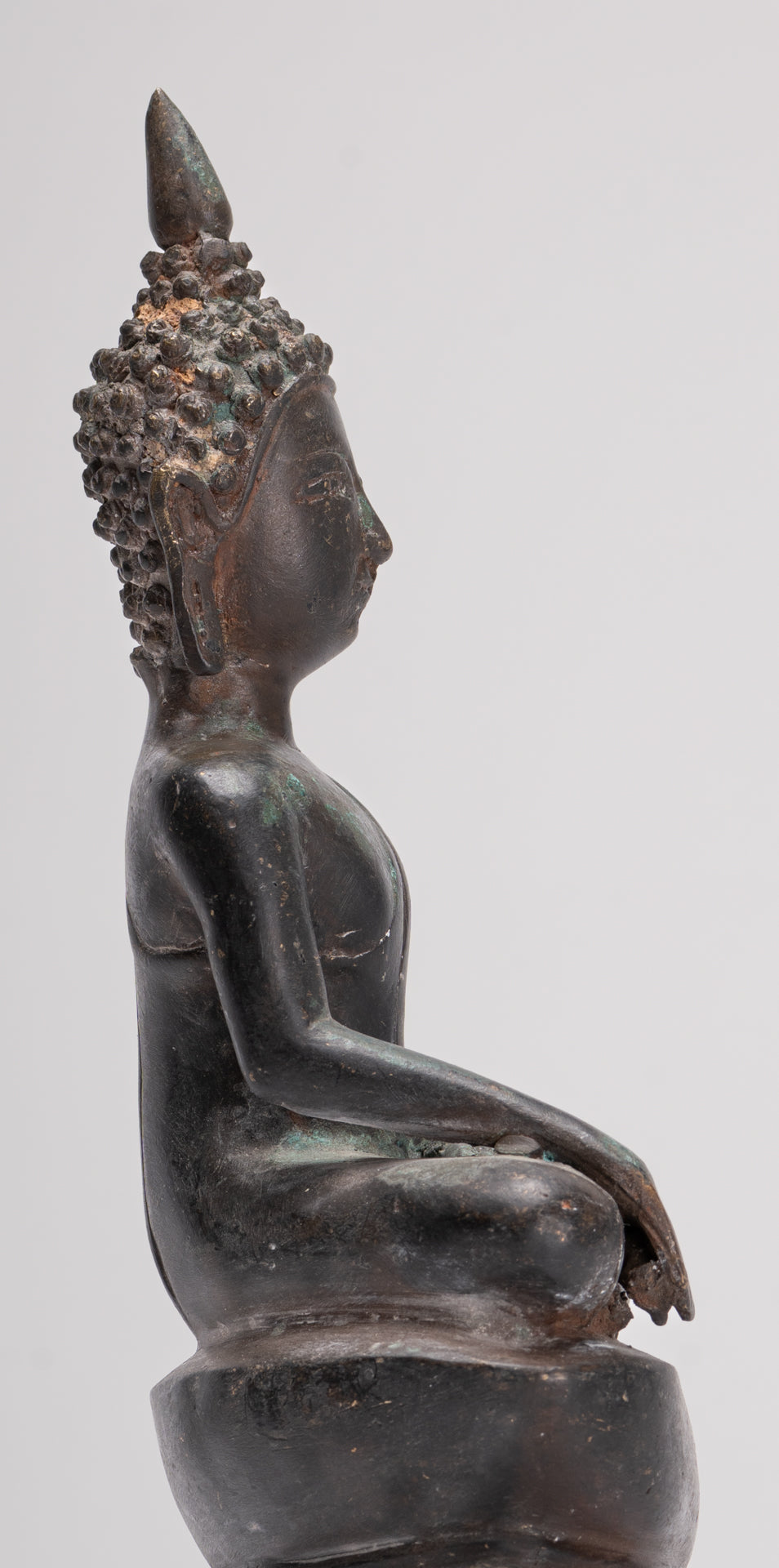 Buddha Statue - Antique Laos Style Bronze Enlightenment Buddha Statue - 29cm/12"