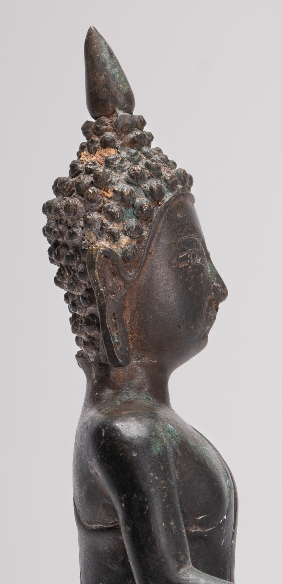 Buddha Statue - Antique Laos Style Bronze Enlightenment Buddha Statue - 29cm/12"