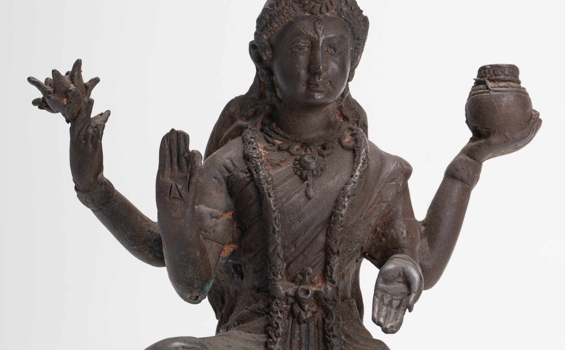 Shiva Statue - Antique Indian Style Bronze Seated 4-Arm Shiva Statue - 25cm/10"