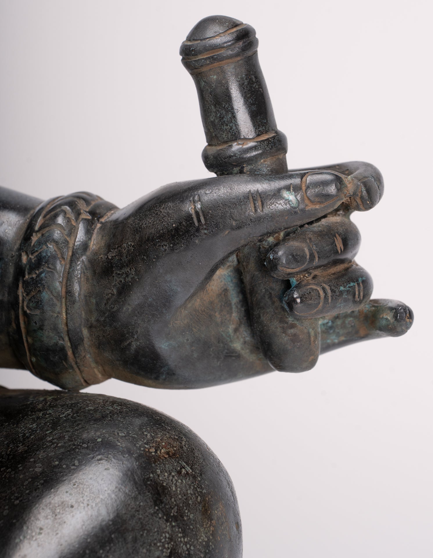 Large Ganesha Statue - Antique Khmer Style Angkor Wat Bronze Seated Four Arm Ganesh Statue - 56cm/22"