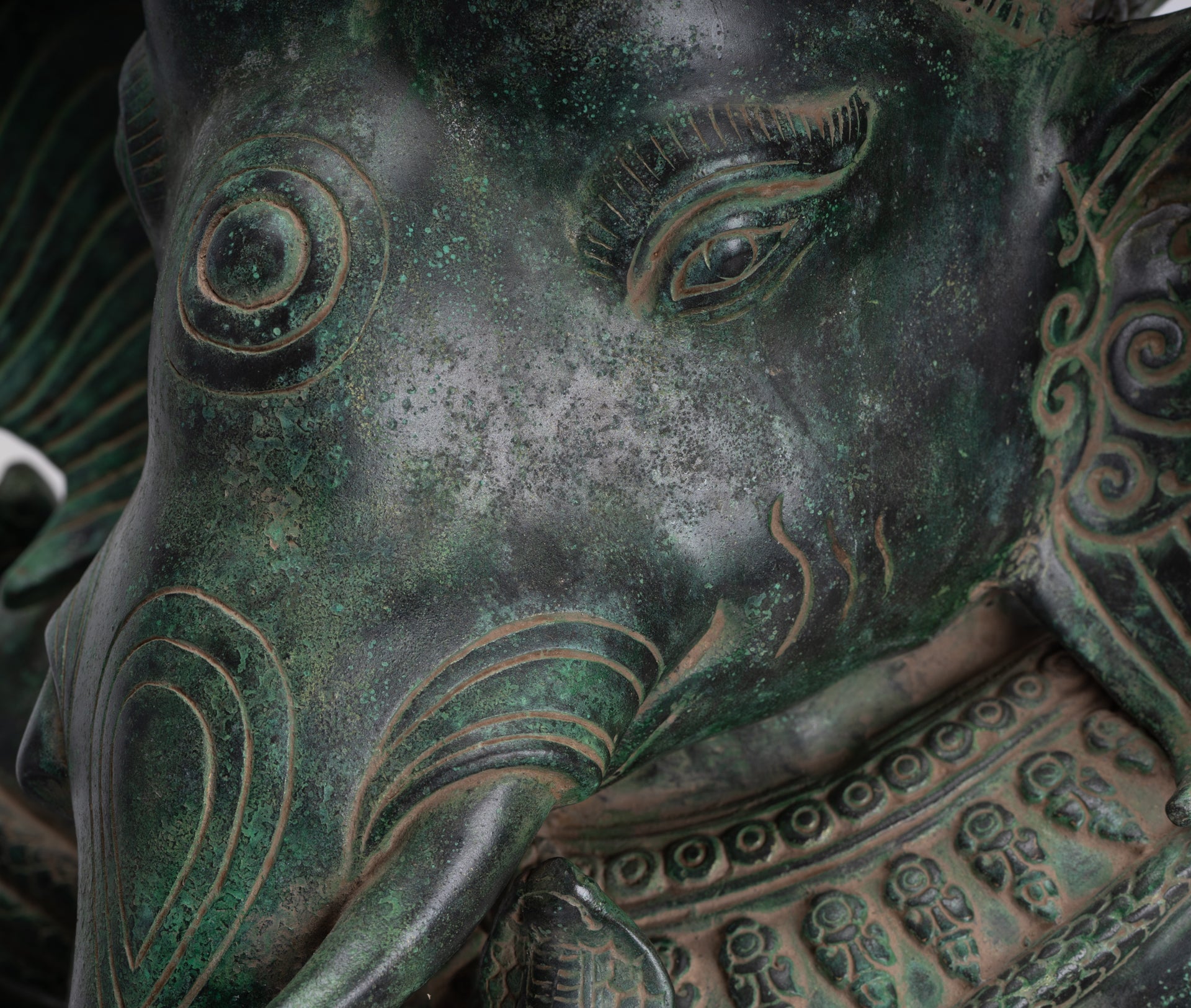 Ganesha Statue - Antique Khmer Style Bronze Seated Ganesha Statue - 63cm/24"