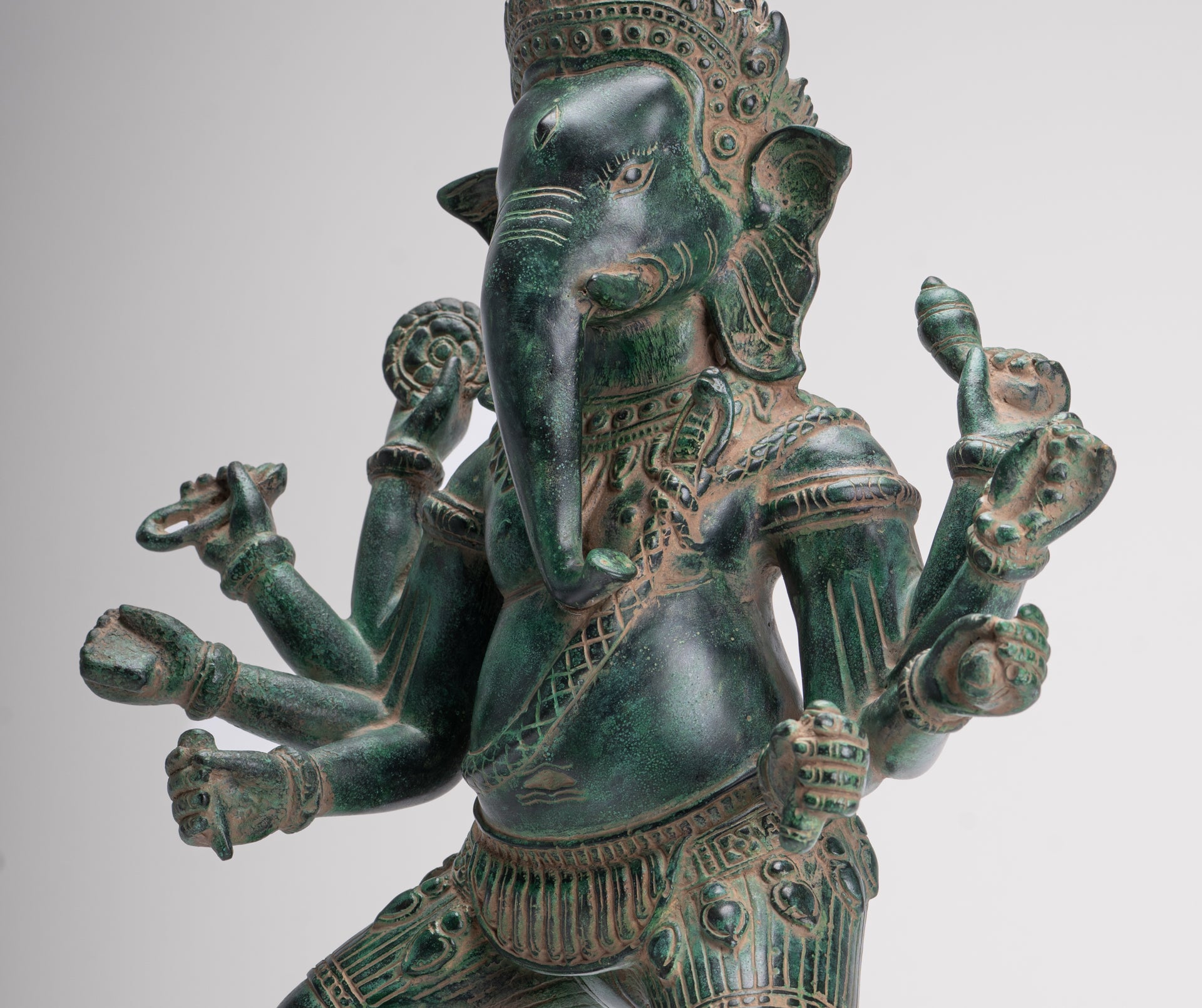 Ganesha Statue - Antique Khmer Style Bronze Dancing Ganesh Statue - 50cm/20"