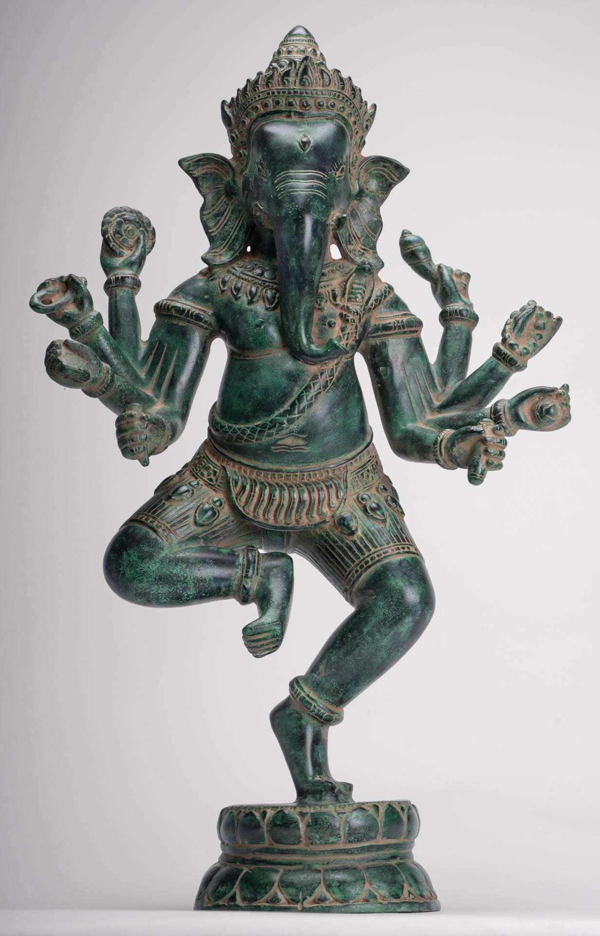 Ganesha Statue - Antique Khmer Style Bronze Dancing Ganesh Statue - 50cm/20"