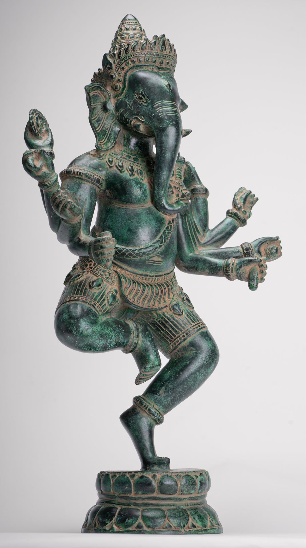 Ganesha Statue - Antique Khmer Style Bronze Dancing Ganesh Statue - 50cm/20"