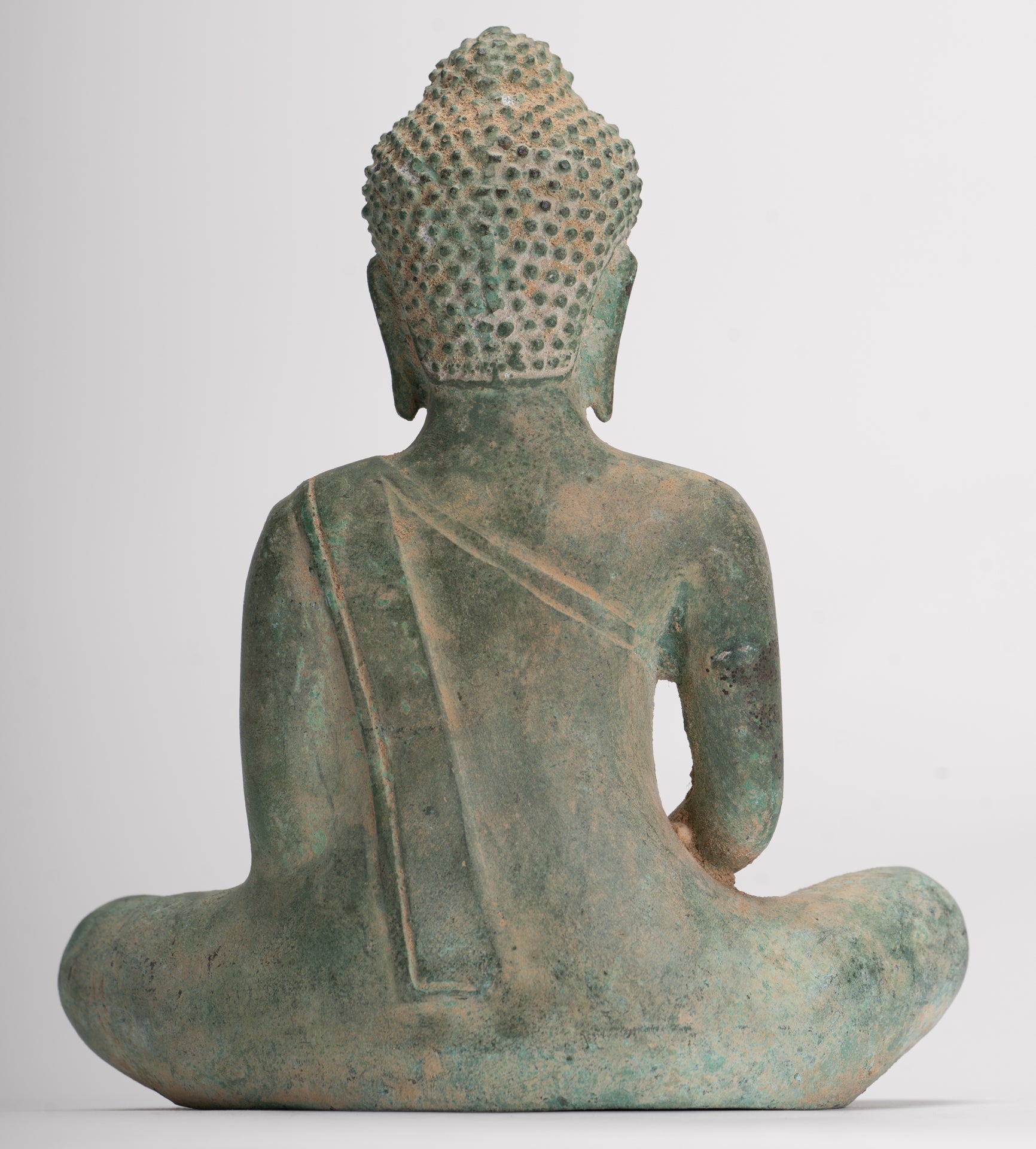 Buddha Statue - Antique Khmer Style Seated Meditation Buddha Statue - 18cm/7"