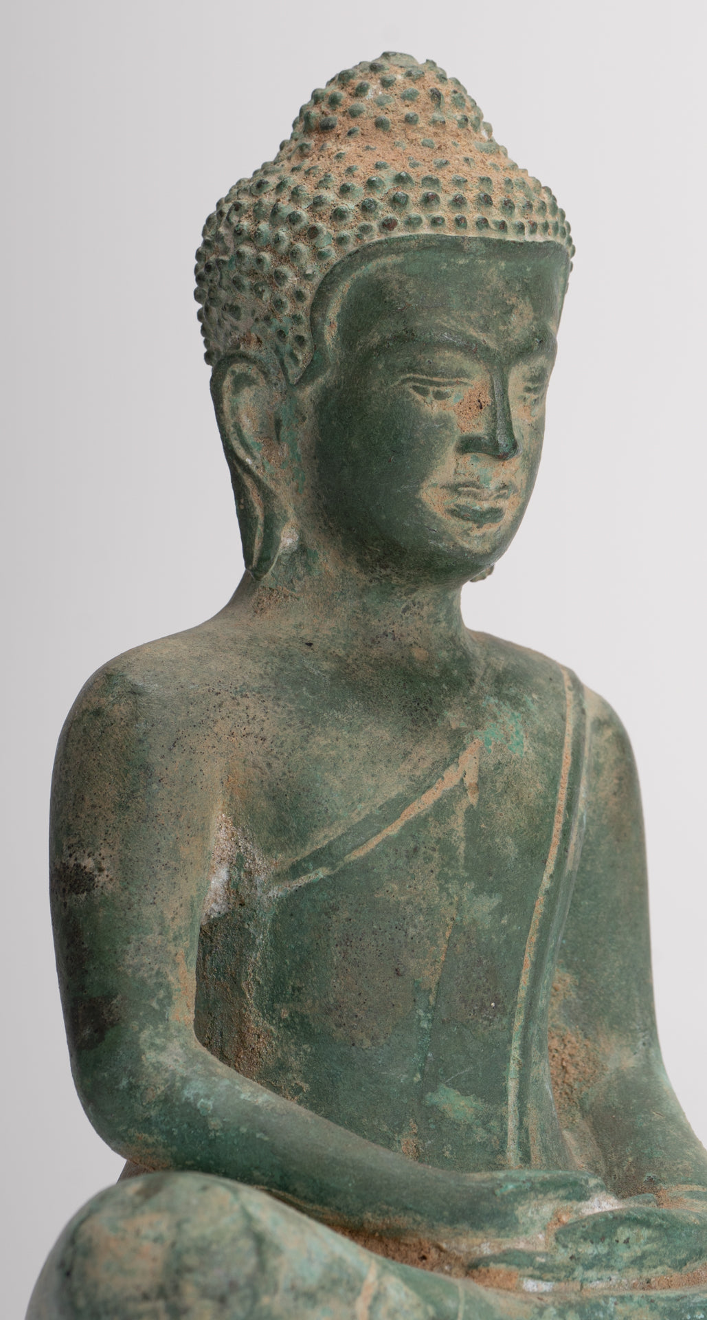 Buddha Statue - Antique Khmer Style Seated Meditation Buddha Statue - 18cm/7"