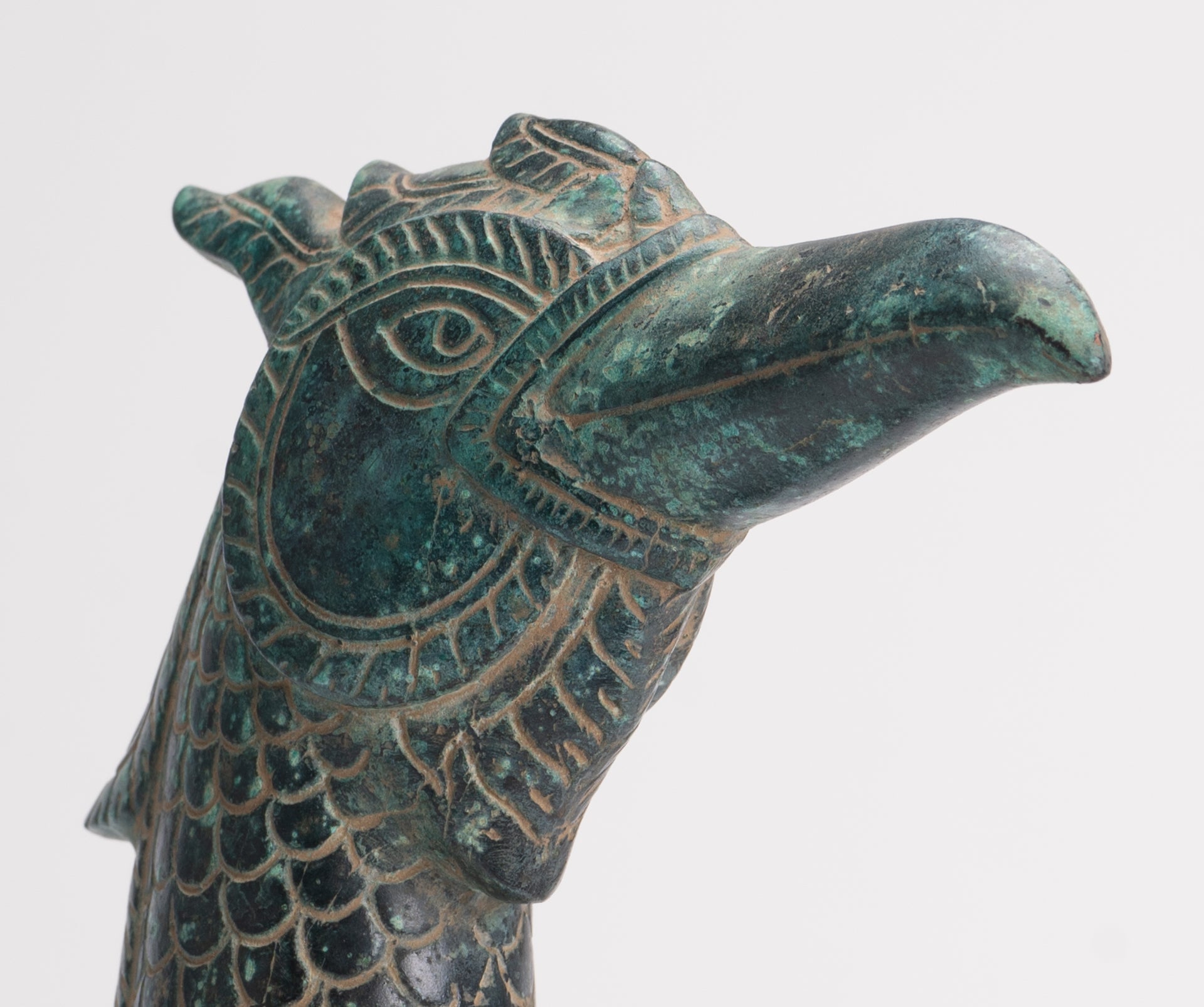 Antique Khmer Style Standing Bronze Mythical Bird/Goose/Peacock - 29cm/12" Tall