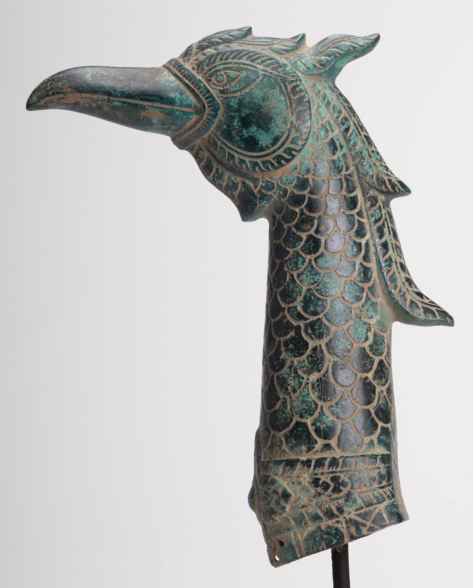 Antique Khmer Style Standing Bronze Mythical Bird/Goose/Peacock - 29cm/12" Tall