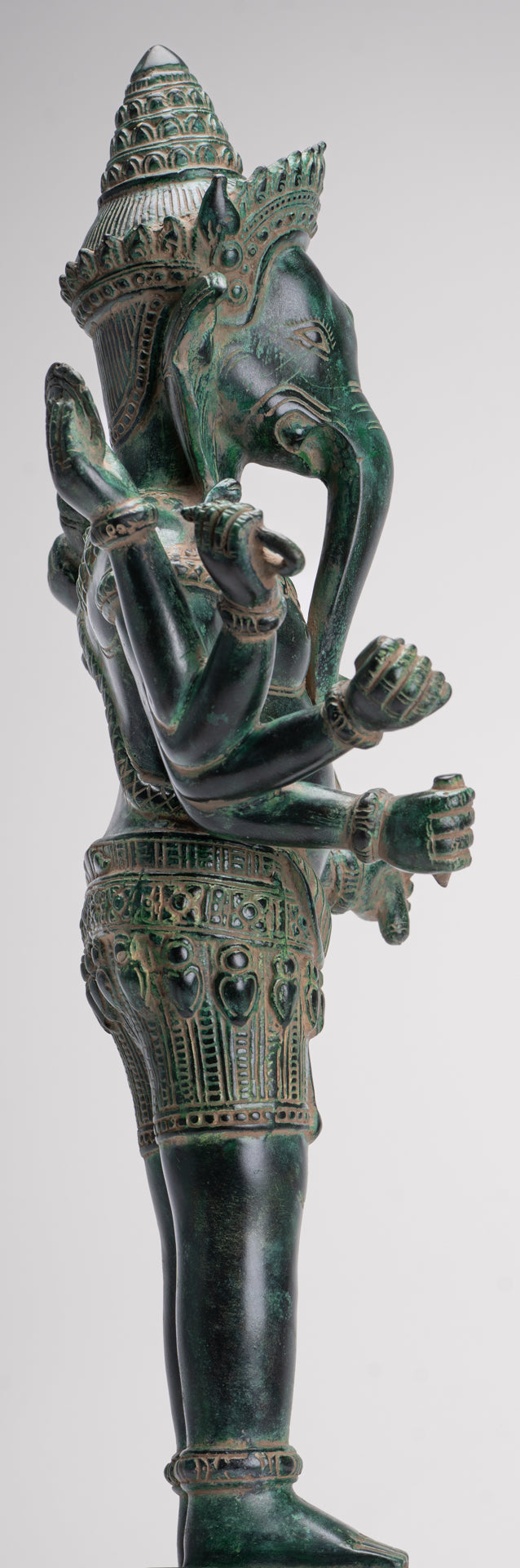 Ganesha Statue - Antique Khmer Style Bronze Angkor Wat Ganesha Statue on Yoni - 55cm/22"