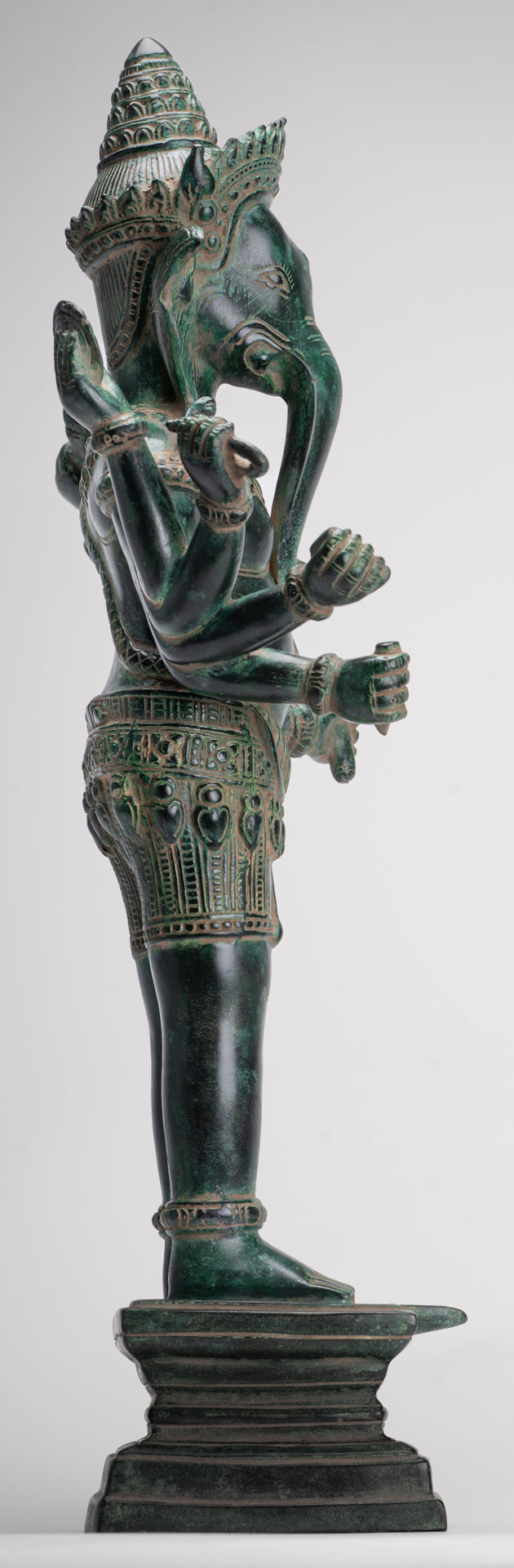 Ganesha Statue - Antique Khmer Style Bronze Angkor Wat Ganesha Statue on Yoni - 55cm/22"