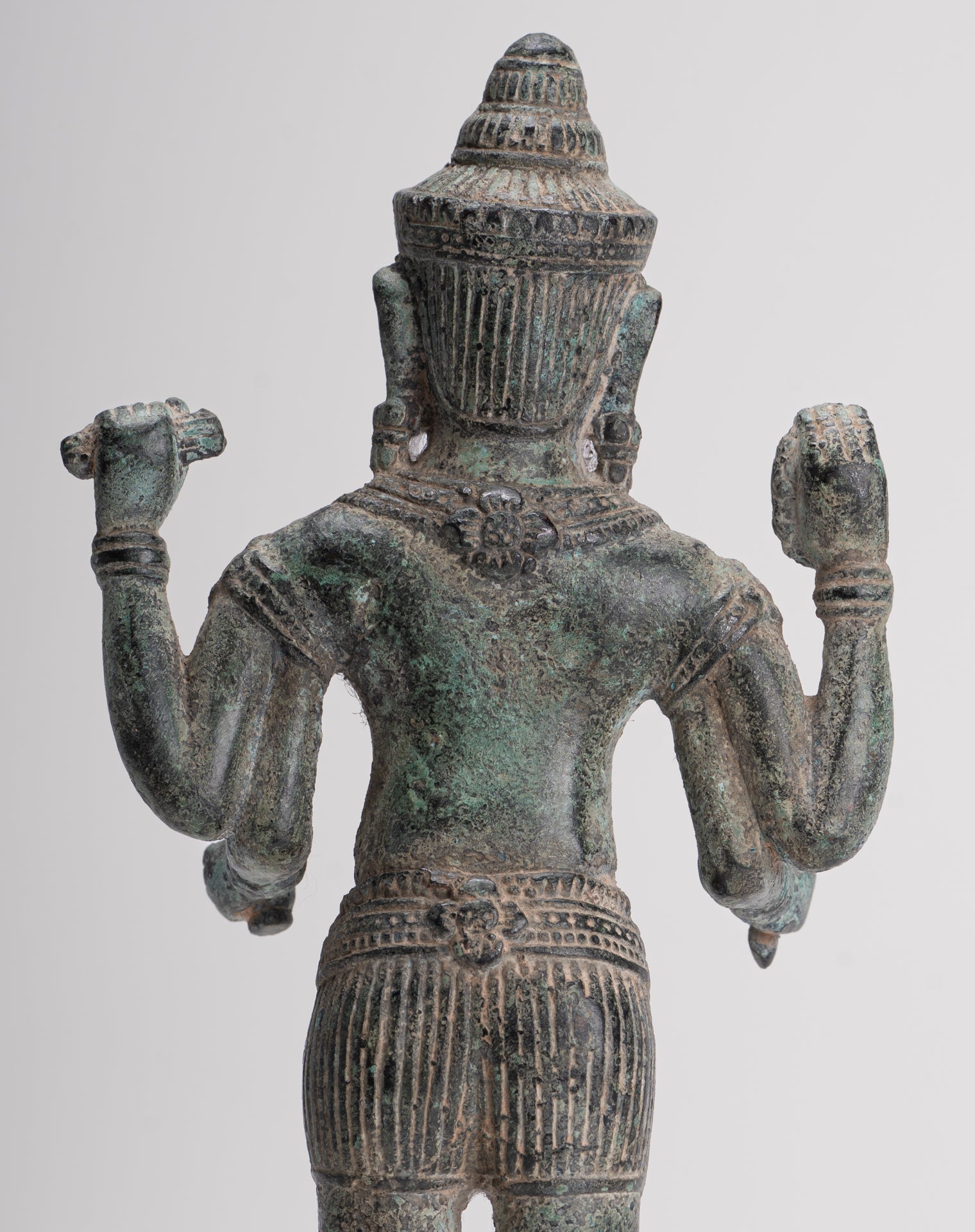 Vishnu Sculpture - Antique Angkor Wat Style Bronze Vishnu Statue - 25cm / 10"