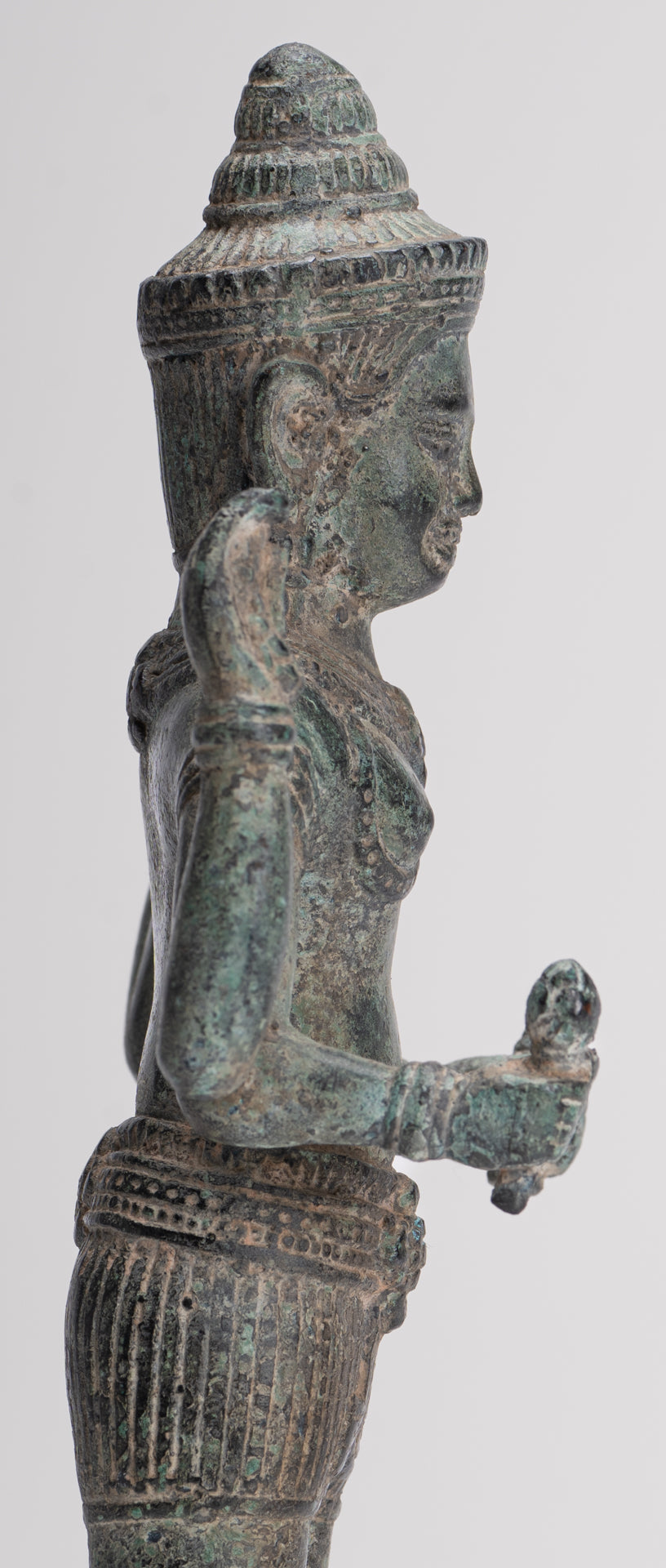 Vishnu Sculpture - Antique Angkor Wat Style Bronze Vishnu Statue - 25cm / 10"