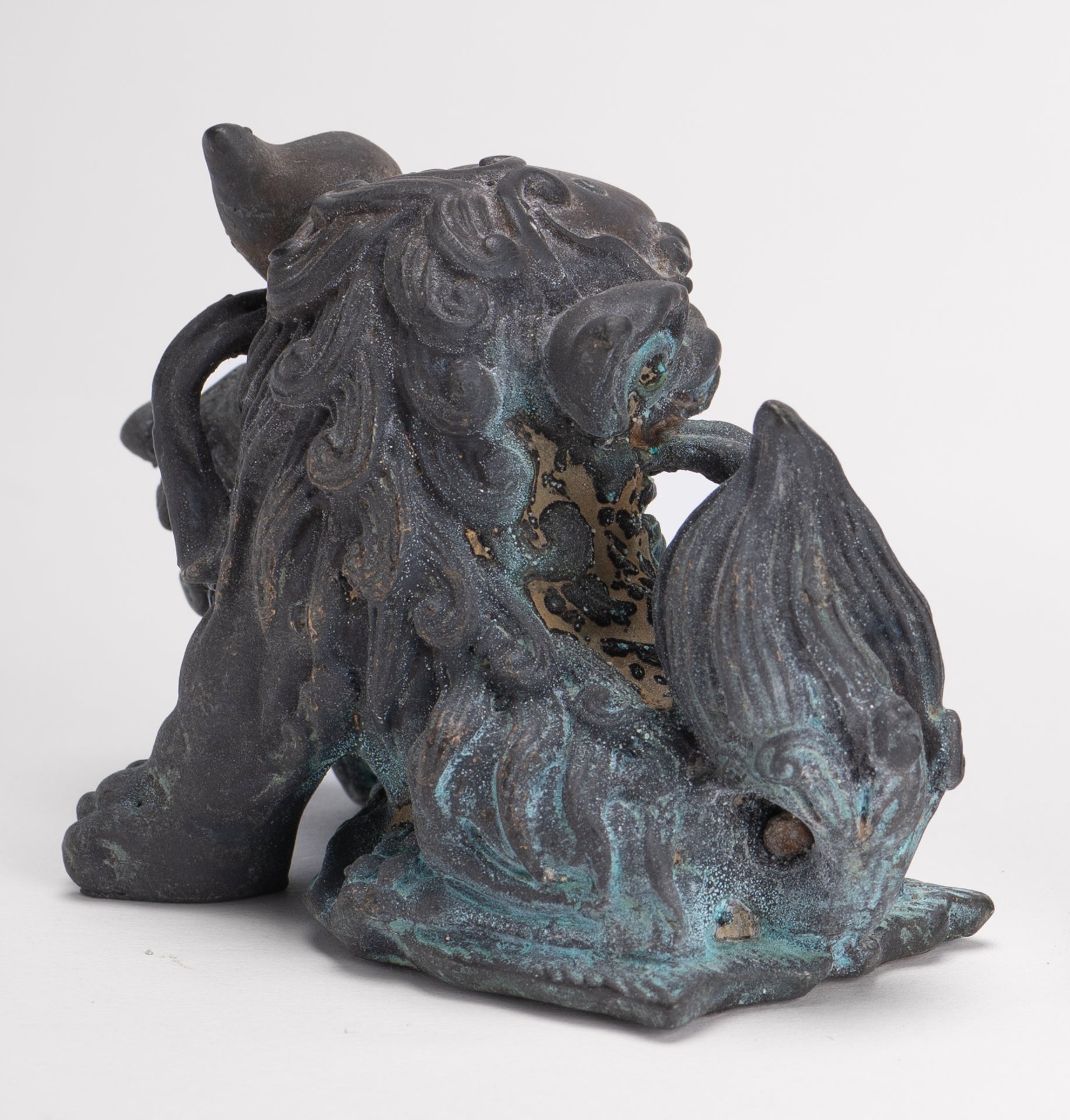 Antique Chinese Style Bronze Dragon Statue - 6cm/2" Tall (Pair)