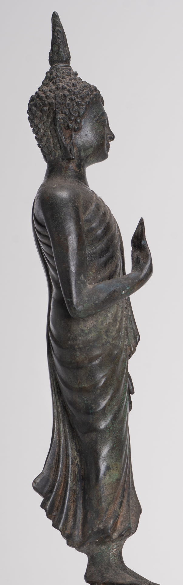 Buddha Statue - Antique Thai Style Bronze Standing Abhaya Protection Buddha Statue - 45cm/18"