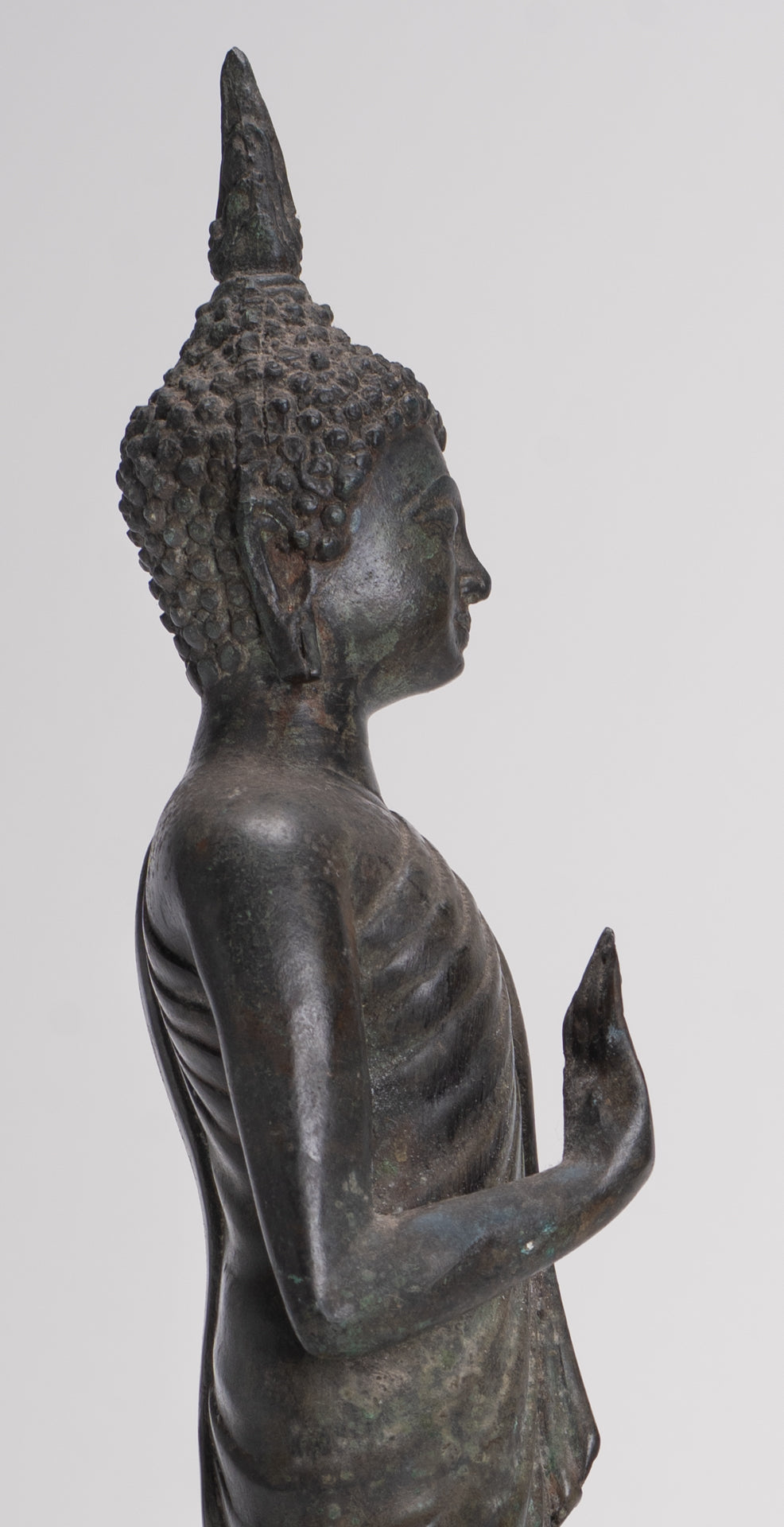 Buddha Statue - Antique Thai Style Bronze Standing Abhaya Protection Buddha Statue - 45cm/18"