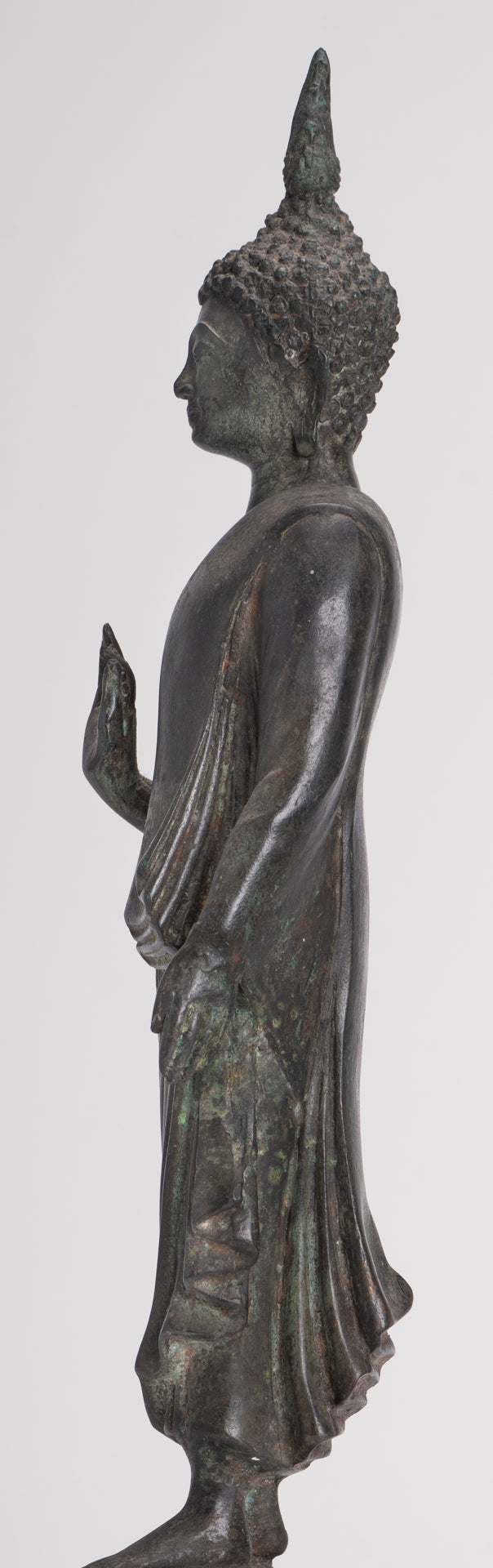 Buddha Statue - Antique Thai Style Bronze Standing Abhaya Protection Buddha Statue - 45cm/18"