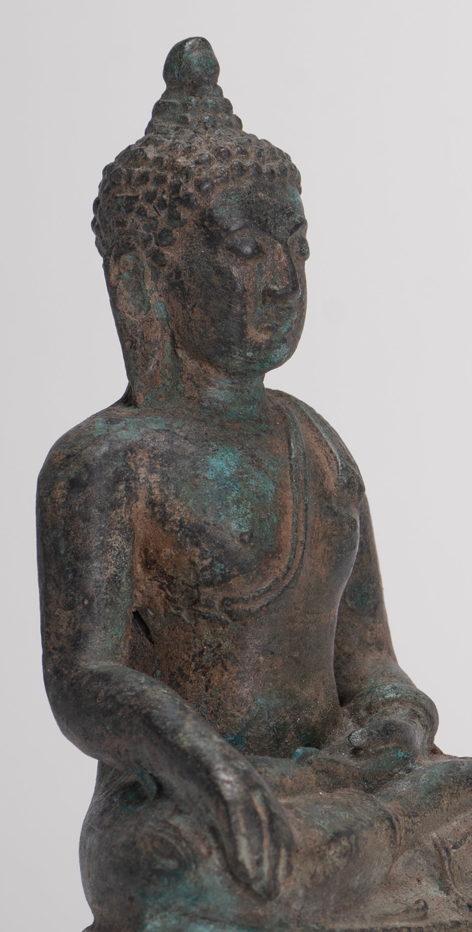 Buddha Statue - Antique Thai Style Bronze Chiang Saen Enlightenment Buddha Statue - 10.5cm/4"