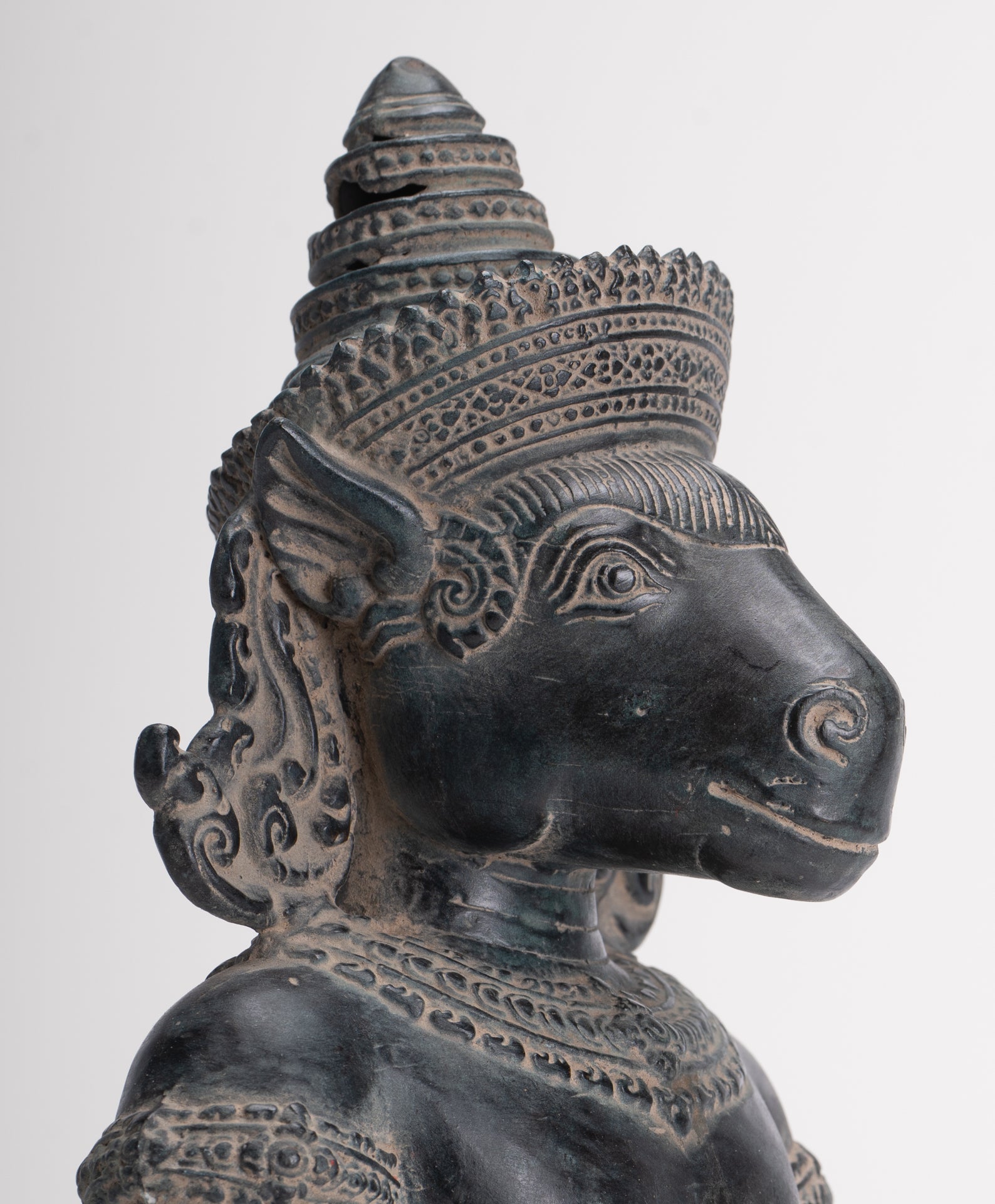 Kalkin Statue - Antique Khmer Style Bronze Hayagriva Kalkin Horse of Vishnu - 25cm/10"