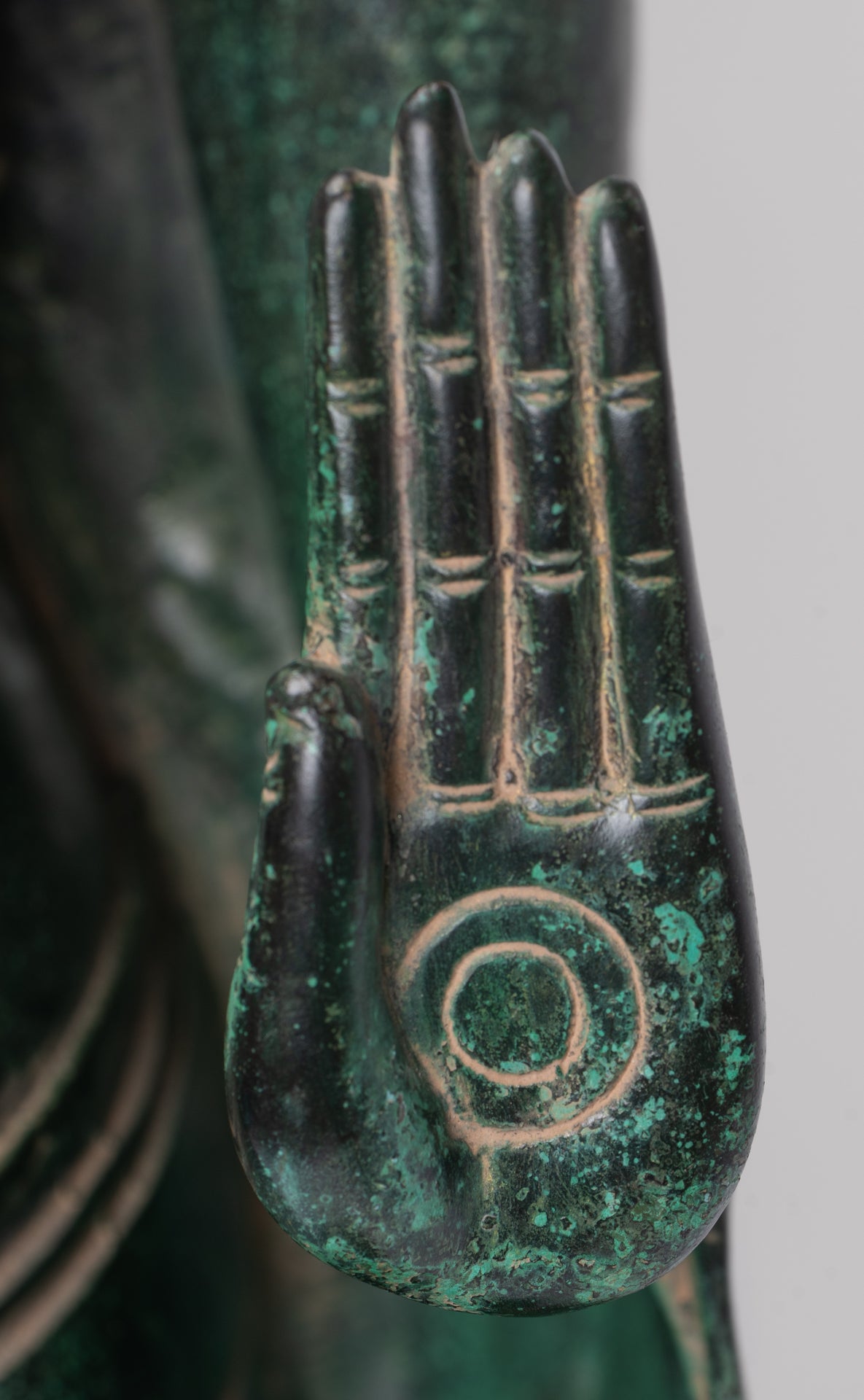 Large Buddha Statue - Antique Khmer Style Bronze Standing Abhaya Protection Buddha Statue - 123cm/49"