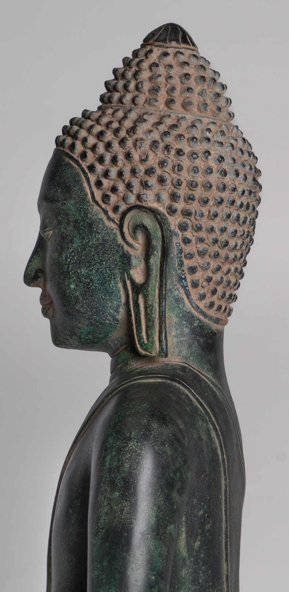 Estatua de Buda - Estatua de Buda de meditación sentada de bronce estilo jemer antiguo - 40 cm/16"