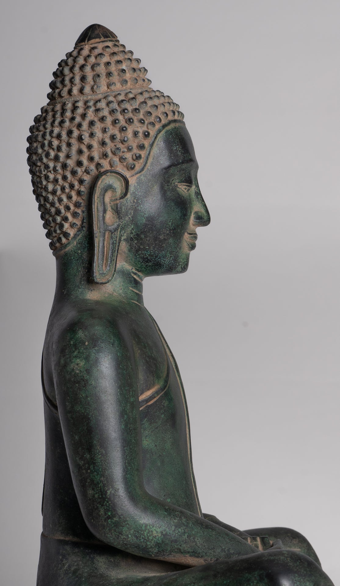 Estatua de Buda - Estatua de Buda de meditación sentada de bronce estilo jemer antiguo - 40 cm/16"