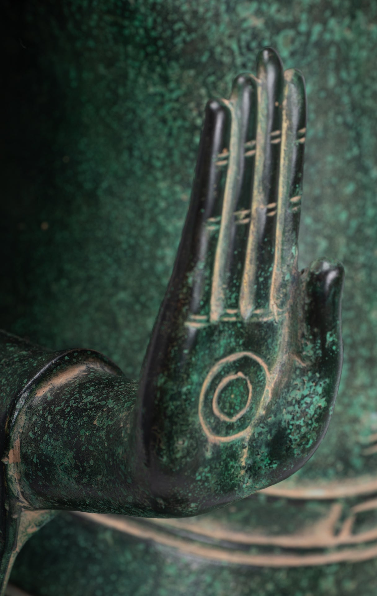 Large Buddha Statue - Antique Khmer Style Bronze Standing Abhaya Protection Buddha Statue - 123cm/49"