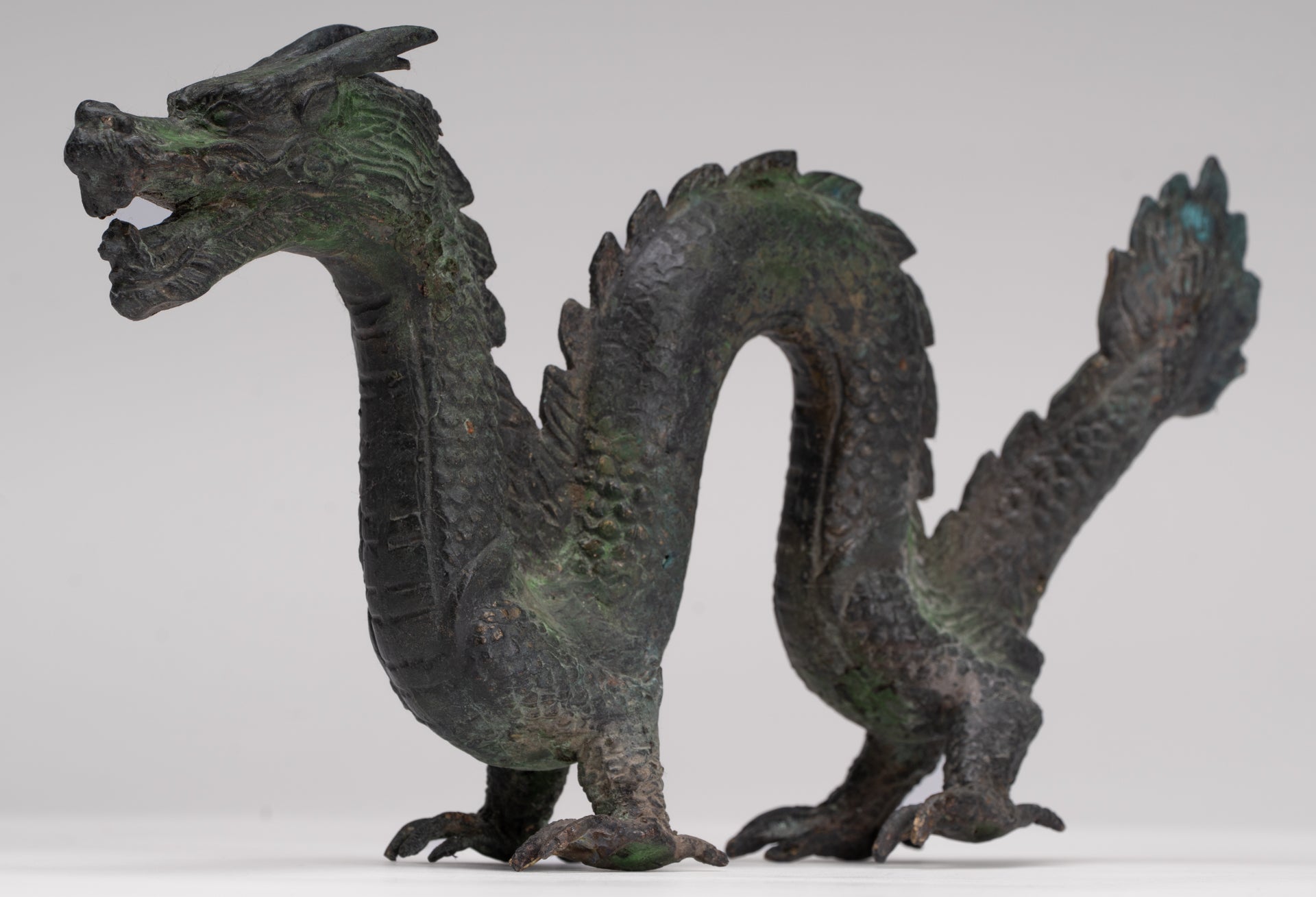 Antique Chinese Style Bronze Dragon Statue - 16cm/6"