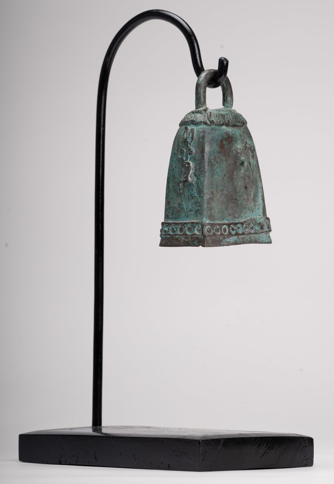 Antique Khmer Style Bronze Mounted Apsara Bell - 30cm/12"