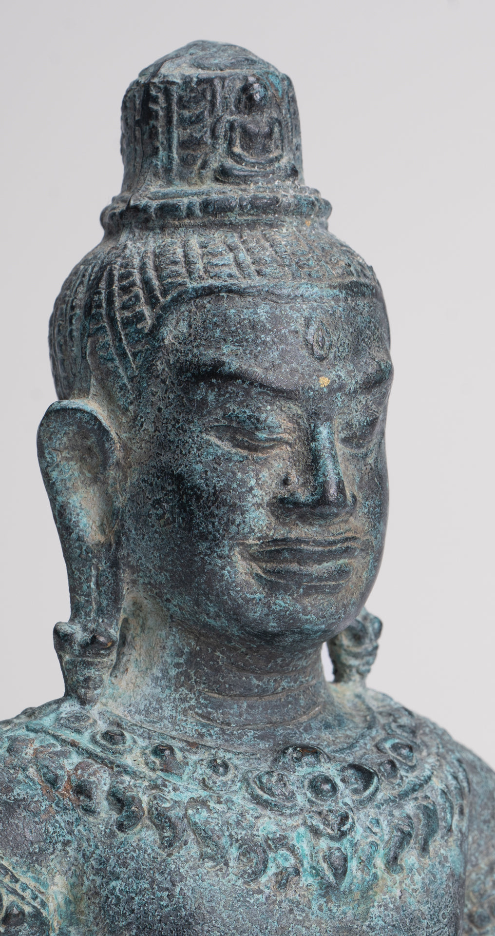 Antique Khmer Style Bronze Angkor Wat Style Lokeshvara Statue - 19cm/8"