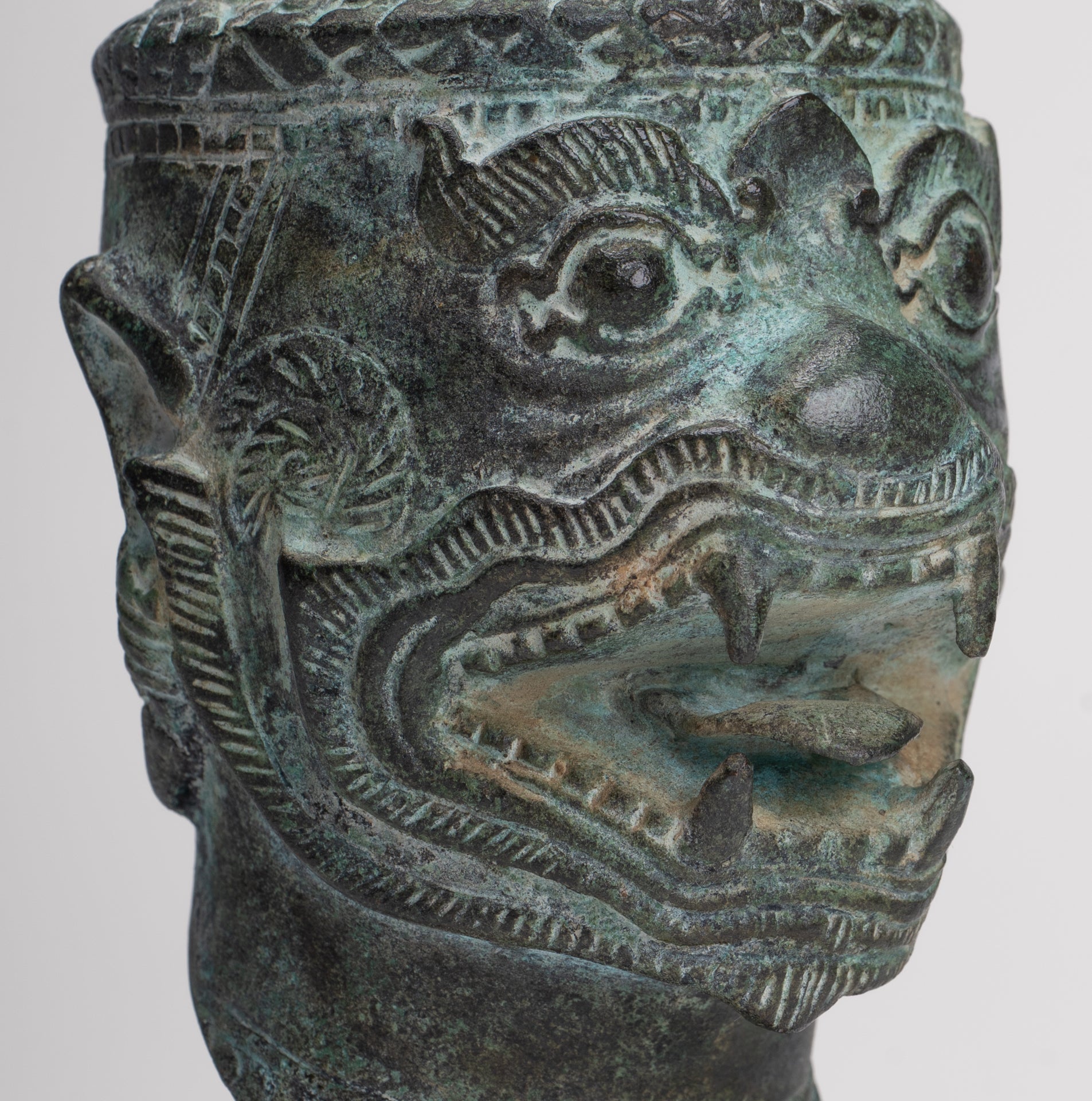 Antique Khmer Style Standing Bayon Hindu God Hanuman Statue - 17cm/7" Tall