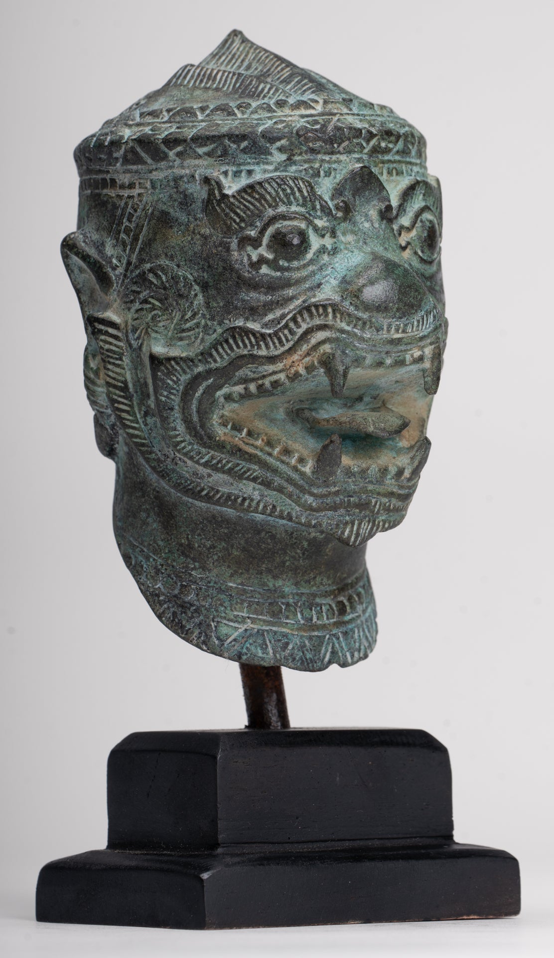 Antique Khmer Style Standing Bayon Hindu God Hanuman Statue - 17cm/7" Tall