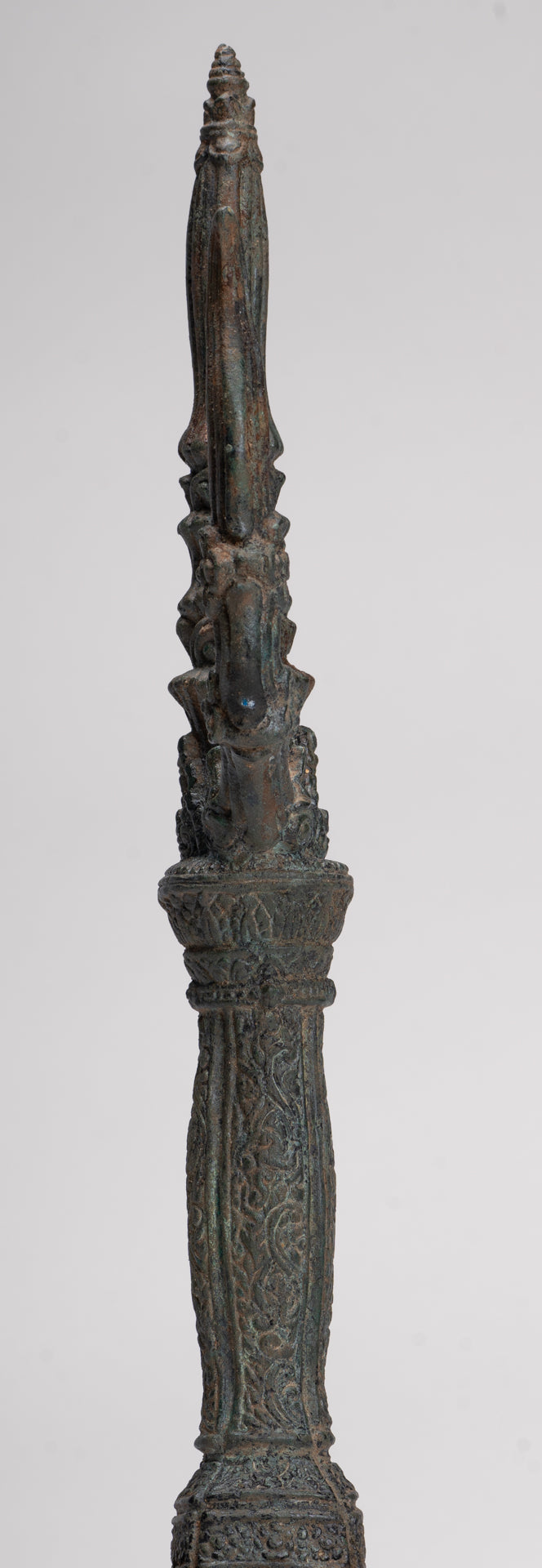 Trident Statue - Antique Khmer Style Bronze Mounted Trident or Trishula Statue - 39cm/16"