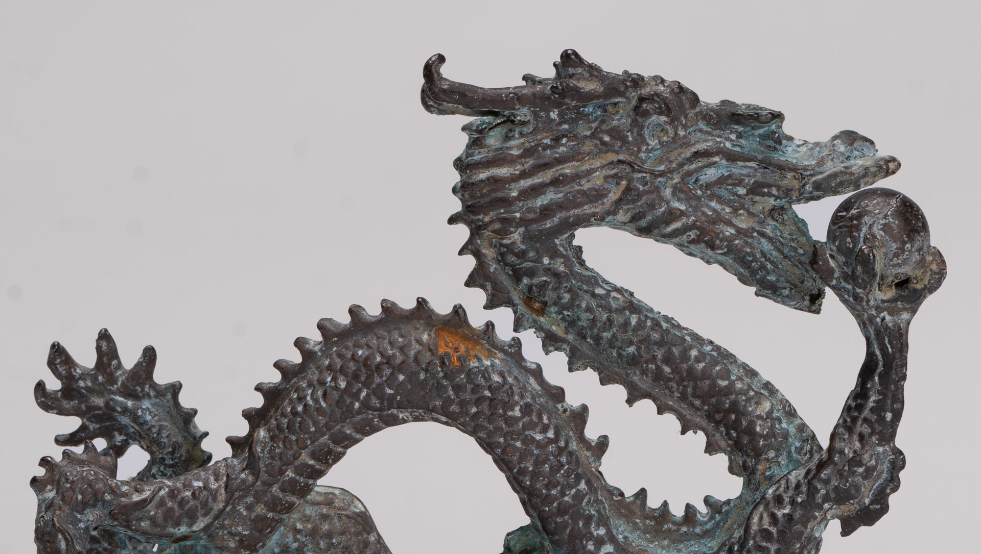 Antique Chinese Style Bronze Chinese Dragon Statue - 14cm/6" (Length)