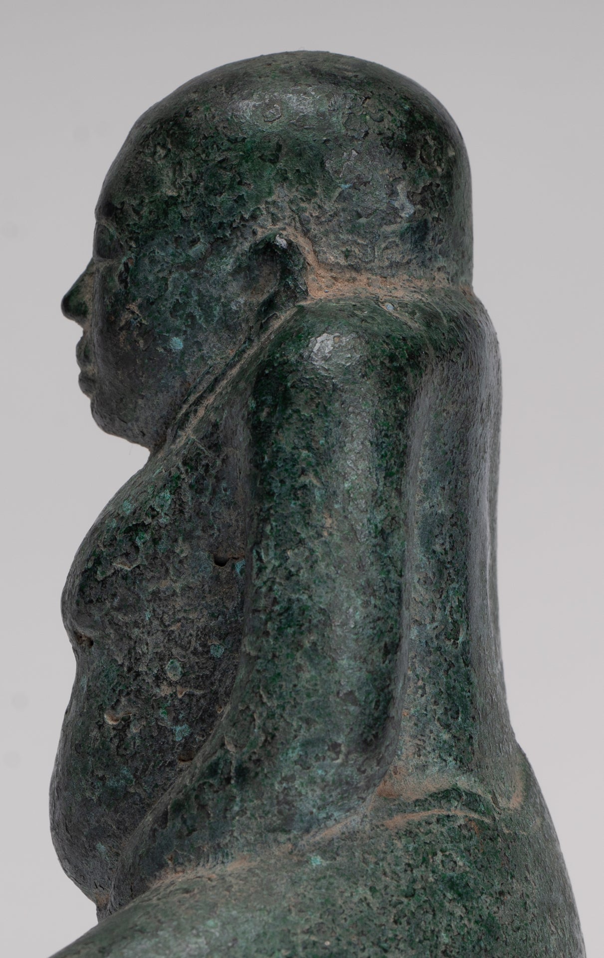 Seated Monk Statue - Antique Thai Style Bronze Phra Sangkachai Monk Statue - 11cm/4"