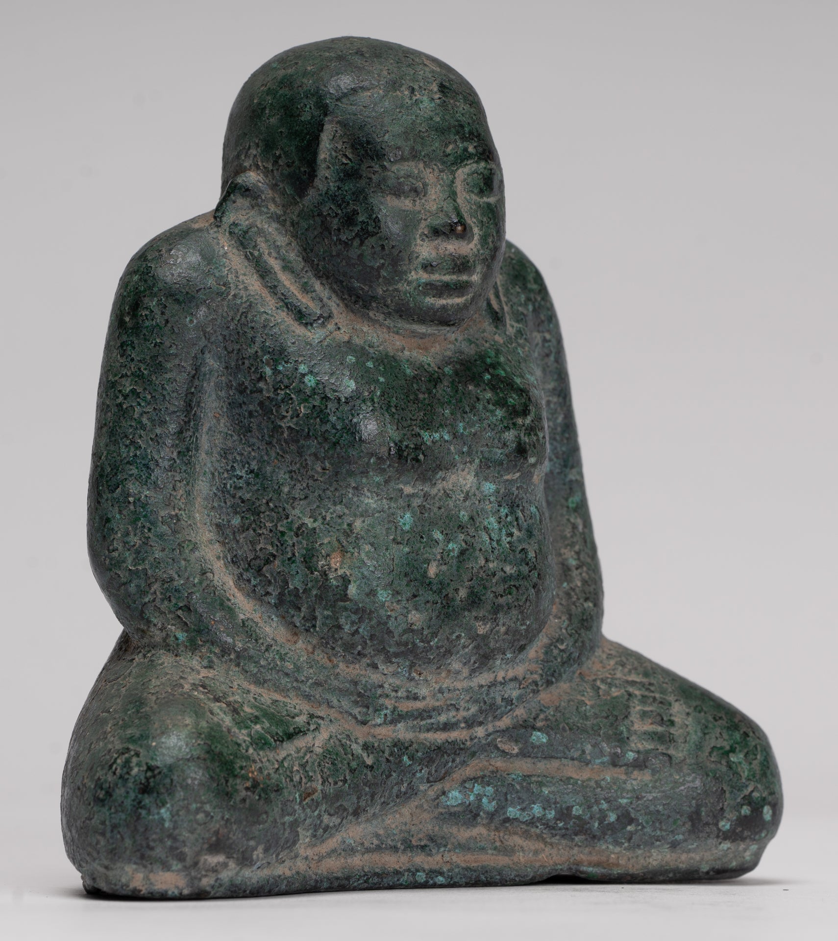 Seated Monk Statue - Antique Thai Style Bronze Phra Sangkachai Monk Statue - 11cm/4"