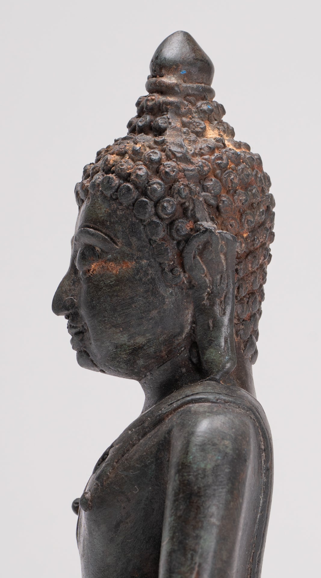 Buddha Statue - Antique Thai Style Bronze Chiang Saen Enlightenment Buddha Statue - 20cm/8"